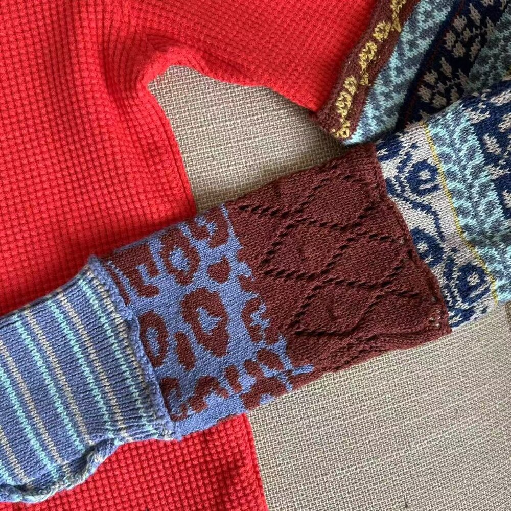 ✨ SALE NEW Free People We The Free All In Cuff Knit Top Rouge Combo Small - Picture 6 of 8